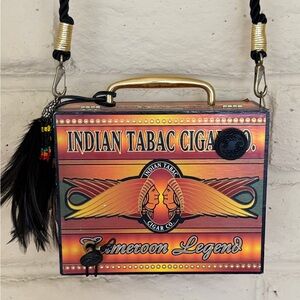 'Cameroon Legend' Cigar Box-Style Nostalgic Shoulder Bag in Orange